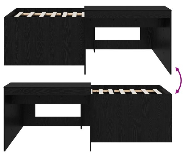 Krevet za djecu s visokim okvirom i stolom Crna 90 x 200 cm - Crna / 90 x 200 cm
