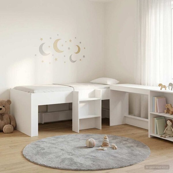 Krevet za djecu s visokim okvirom i stolom Bijela 80 x 200 cm - Bijela / 80 x 200 cm