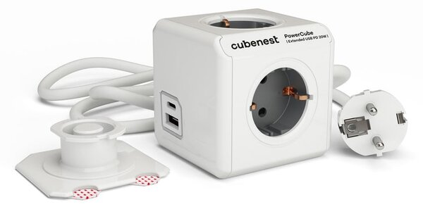 Razdjelnik utičnica 13 cm PowerCube Extended USB Schuko – Cubenest