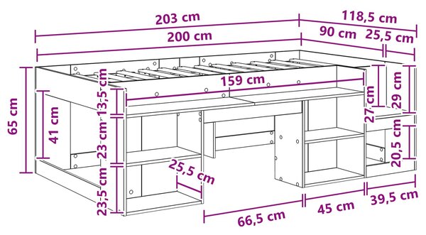 Krevet za djecu s ladicama Hrast sonoma 90 x 200 cm - Smeđa / 90 x 200 cm