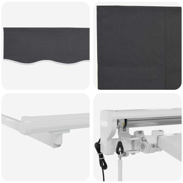 Skrovita tenda Antracit 400 x 200 cm Poliester i aluminij - Antracit / 400 x 200 cm
