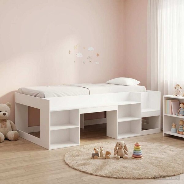Krevet za djecu s ladicama Bijela 80 x 200 cm Konstruirano drvo - Bijela / 80 x 200 cm