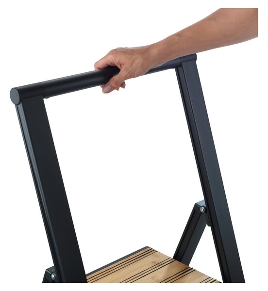 Crne aluminijske protuklizne sklopive ljestve Wenko Stepladder II