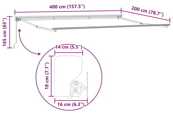 Ručno sklopiva tenda Krem 4 x 2 m Poliester s PU premazom - Antracit / 4 x 2 m