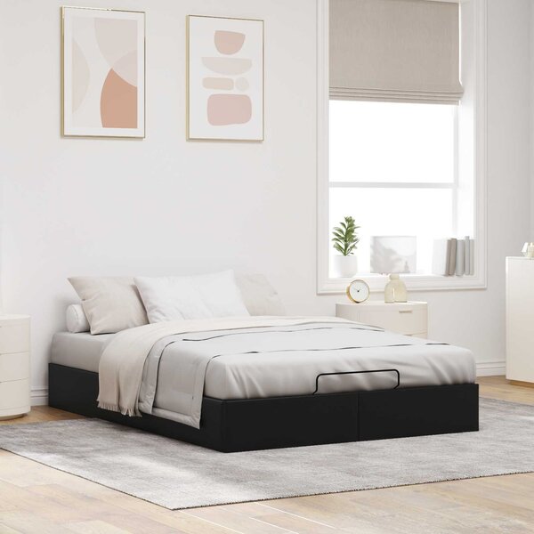Otomanski krevet Crna 153 x 203 cm Umjetna koža - Crna / 153 x 203 cm