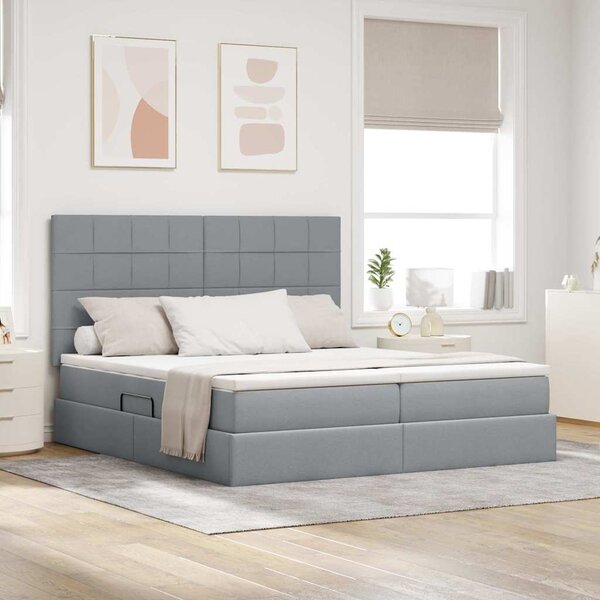 Krevet s od storage s pohranom Svjetlosiva 180 x 200 cm Tkanina - Svjetlosiva / 180 x 200 cm