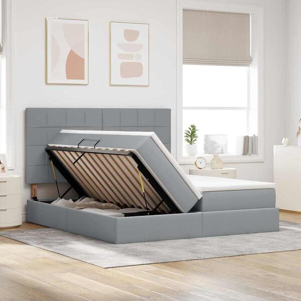 Krevet s od storage s pohranom Svjetlosiva 180 x 200 cm Tkanina - Svjetlosiva / 180 x 200 cm