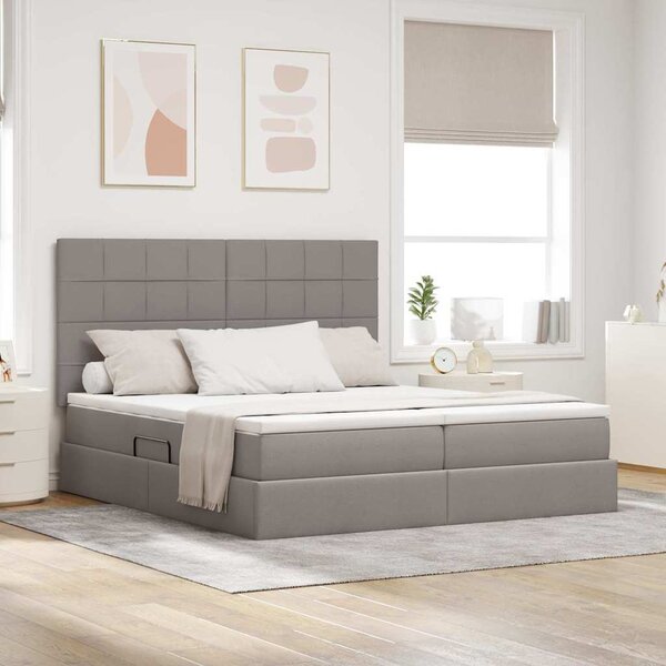 Krevet s od storage s uzglavljem Sivosmeđa 180 x 200 cm Tkanina - Smeđesiva / 180 x 200 cm