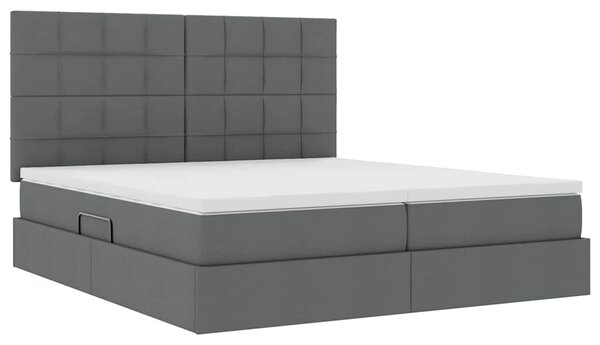 Krevet s od storage s uzglavljem Tamnosiva 180 x 200 cm Tkanina - Siva / 180 x 200 cm