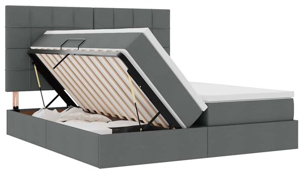 Krevet s od storage s uzglavljem Tamnosiva 180 x 200 cm Tkanina - Siva / 180 x 200 cm