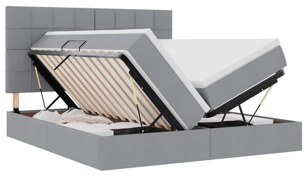 Krevet s od storage s pohranom Svjetlosiva 180 x 200 cm Tkanina - Svjetlosiva / 180 x 200 cm
