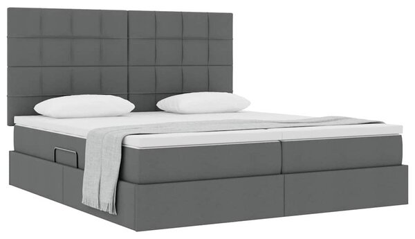 Krevet s od storage s uzglavljem Tamnosiva 180 x 200 cm Tkanina - Siva / 180 x 200 cm