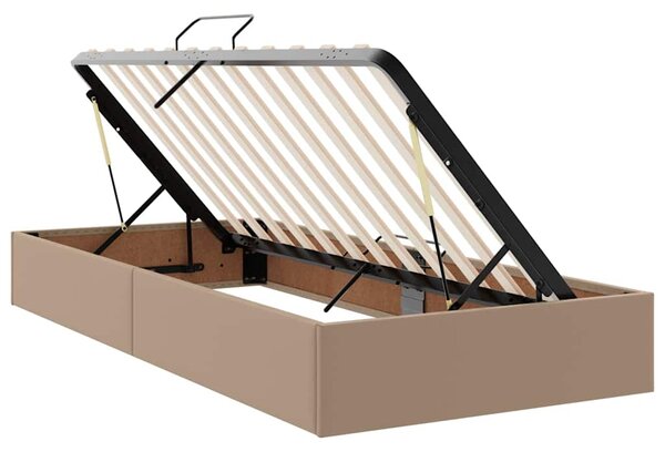 Krevet s madracem i skladištem 2 pcs Boja cappuccina Koža - Smeđa / 90 x 190 cm