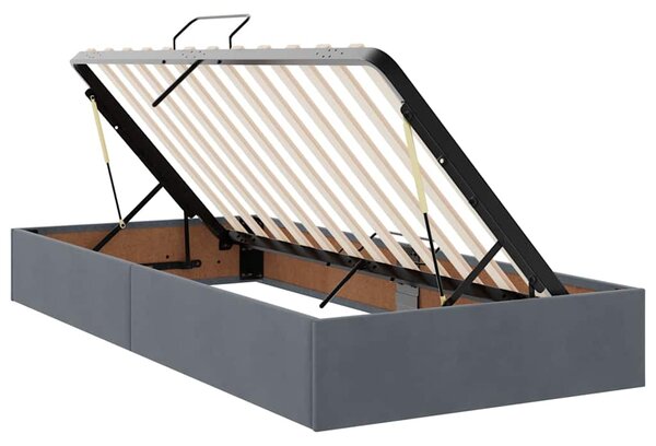 Krevet s madracem i skladištem Tamno siva 90 x 200 cm Baršun - Siva / 90 x 200 cm