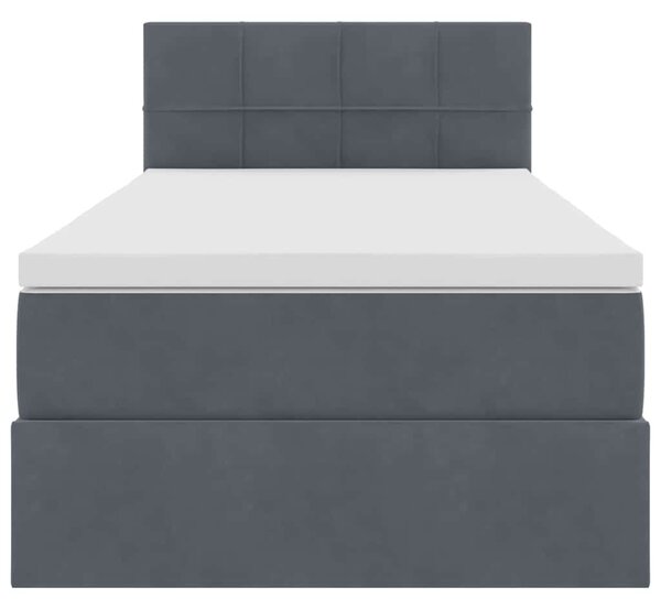 Krevet s od storage s madracem Tamno siva 90 x 200 cm Baršun - Siva / 90 x 200 cm