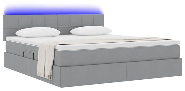 LED krevet za pohranu s madracem Svjetlosiva 160 x 200 cm - Svjetlosiva / 160 x 200 cm