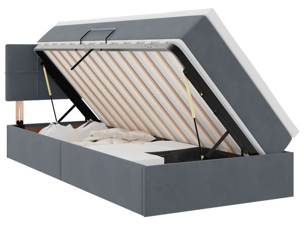 Krevet s od storage s madracem Tamno siva 90 x 200 cm Baršun - Siva / 90 x 200 cm
