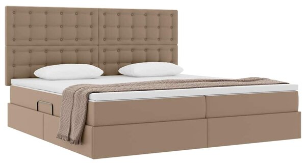Krevet s od storage s madracem Kapućino 200 x 200 cm Lažna koža - Smeđa / 200 x 200 cm