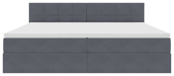 Krevet s od storage s madracem Tamno siva 200 x 200 cm Baršun - Siva / 200 x 200 cm