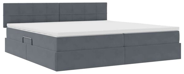 Krevet s od storage s madracem Tamno siva 200 x 200 cm Baršun - Siva / 200 x 200 cm