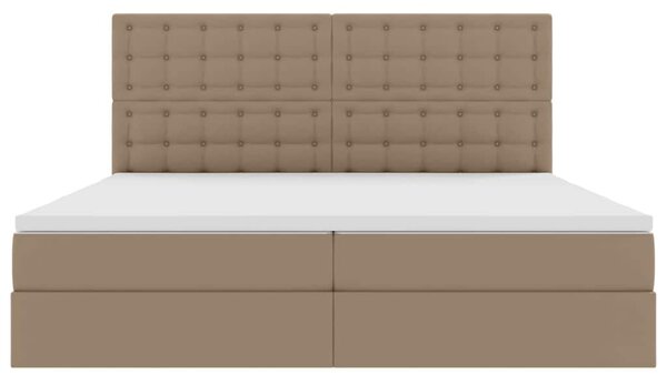 Krevet s od storage s madracem Kapućino 200 x 200 cm Lažna koža - Smeđa / 200 x 200 cm