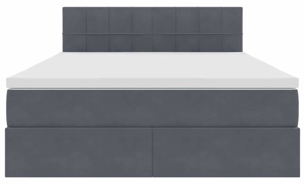 Krevet s od storage s madracem Tamno siva 140 x 190 cm Baršun - Siva / 140 x 190 cm