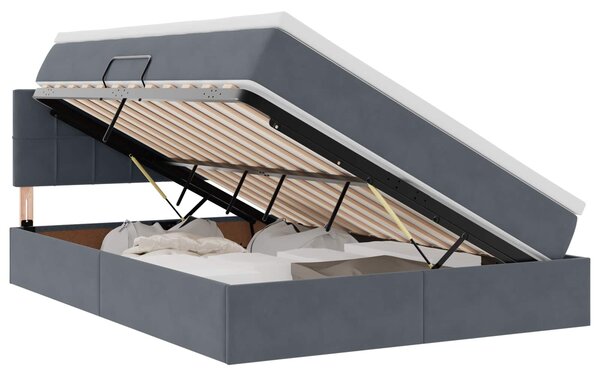Krevet s od storage s madracem Tamno siva 140 x 190 cm Baršun - Siva / 140 x 190 cm