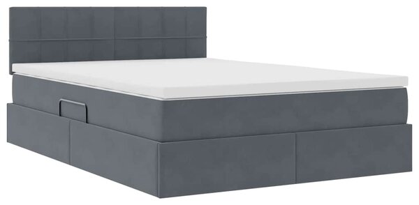 Krevet s od storage s madracem Tamno siva 140 x 190 cm Baršun - Siva / 140 x 190 cm