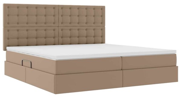 Krevet s od storage s madracem Kapućino 200 x 200 cm Lažna koža - Smeđa / 200 x 200 cm