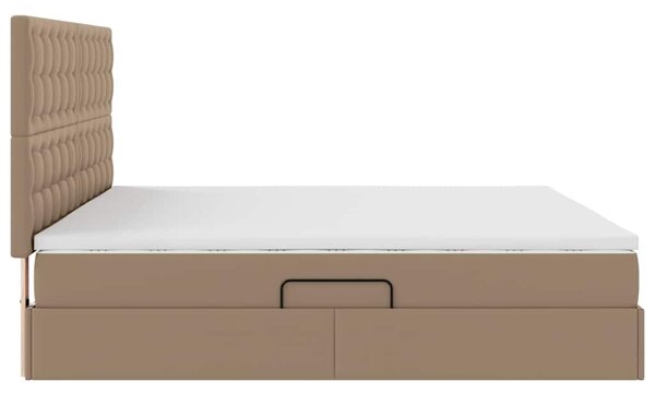 Krevet s od storage s madracem Kapućino 200 x 200 cm Lažna koža - Smeđa / 200 x 200 cm