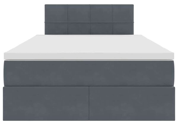 Krevet s od storage s madracem Tamno siva 120 x 200 cm Baršun - Siva / 120 x 200 cm