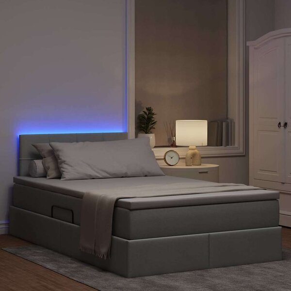 LED krevet za pohranu s madracem Svjetlosiva 120 x 200 cm - Svjetlosiva / 120 x 200 cm