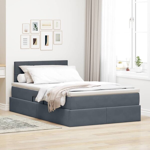 Krevet s od storage s madracem Tamno siva 120 x 200 cm Baršun - Siva / 120 x 200 cm