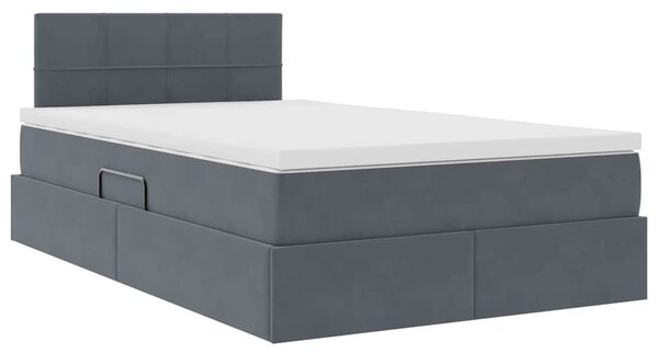 Krevet s od storage s madracem Tamno siva 120 x 200 cm Baršun - Siva / 120 x 200 cm