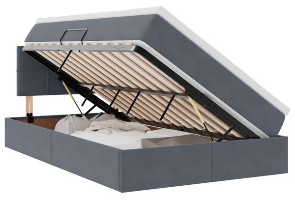 Krevet s od storage s madracem Tamno siva 120 x 200 cm Baršun - Siva / 120 x 200 cm