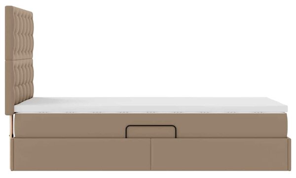 Krevet s od storage s madracem Kapućino 90 x 190 cm Lažna koža - Smeđa / 90 x 190 cm
