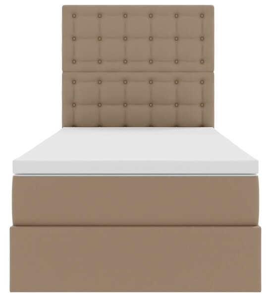 Krevet s od storage s madracem Kapućino 90 x 190 cm Lažna koža - Smeđa / 90 x 190 cm