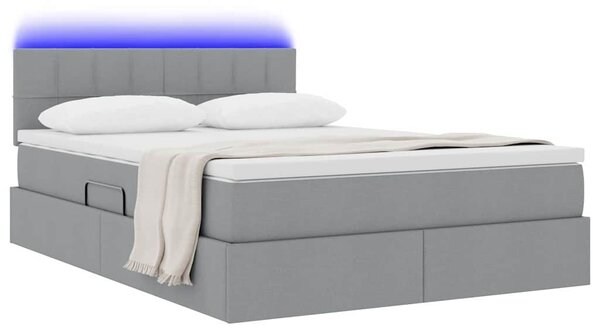 LED krevet za pohranu s madracem Svjetlosiva 140 x 190 cm - Svjetlosiva / 140 x 190 cm