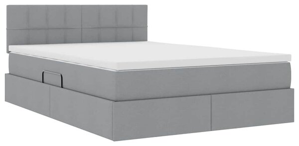 LED krevet za pohranu s madracem Svjetlosiva 140 x 190 cm - Svjetlosiva / 140 x 190 cm