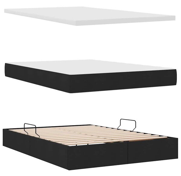 Krevet s madracem i skladištem s madracem Crna 140 x 190 cm - Crna / 140 x 190 cm
