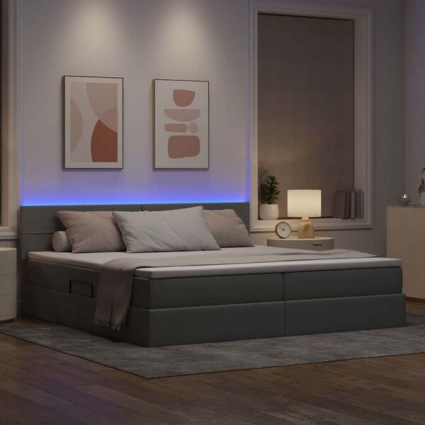 LED krevet za pohranu s madracem Svjetlosiva 200 x 200 cm - Svjetlosiva / 200 x 200 cm