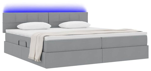 LED krevet za pohranu s madracem Svjetlosiva 200 x 200 cm - Svjetlosiva / 200 x 200 cm