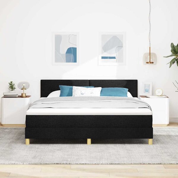 Krevet s opruga kutije s jastukom Crna 180 x 200 cm tkanina - Crna / 180 x 200 cm