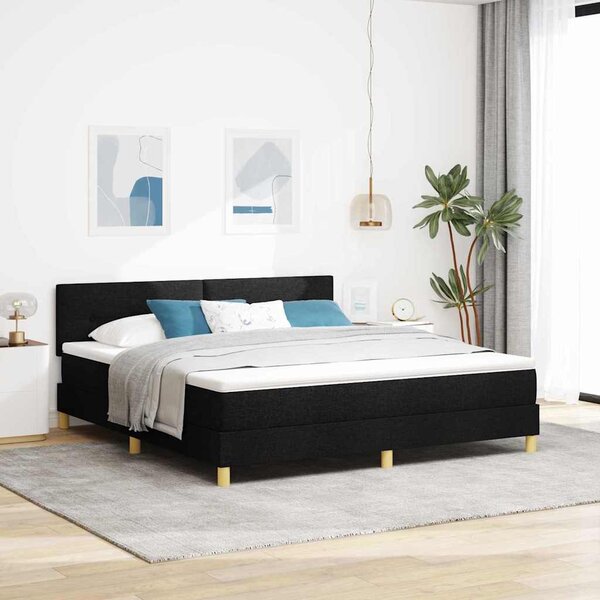 Krevet s opruga kutije s jastukom Crna 180 x 200 cm tkanina - Crna / 180 x 200 cm