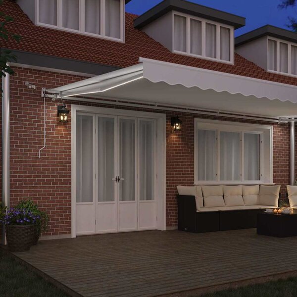 Skrovita tenda Bijelo 600 × 300 cm Poliester i metal - Bijela / 600 × 300 cm