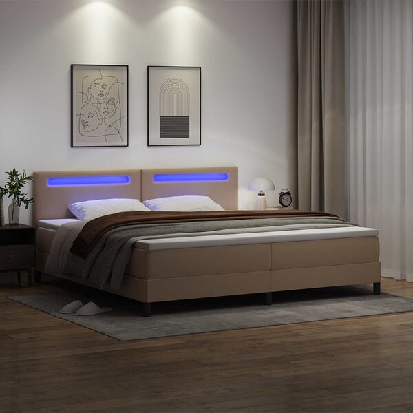 Krevet s opruga kutije s madracem Boja cappuccina 200 x 200 cm - Smeđa / 200 x 200 cm