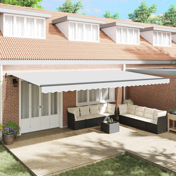 Skrovita tenda Bijelo 600 × 300 cm Tkanina i Aluminij - Bijela / 600 × 300 cm