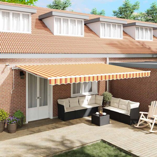 Skrovita tenda Žuta i narančasta 500 × 350 cm Poliester i metal - Žuta / 500 × 350 cm