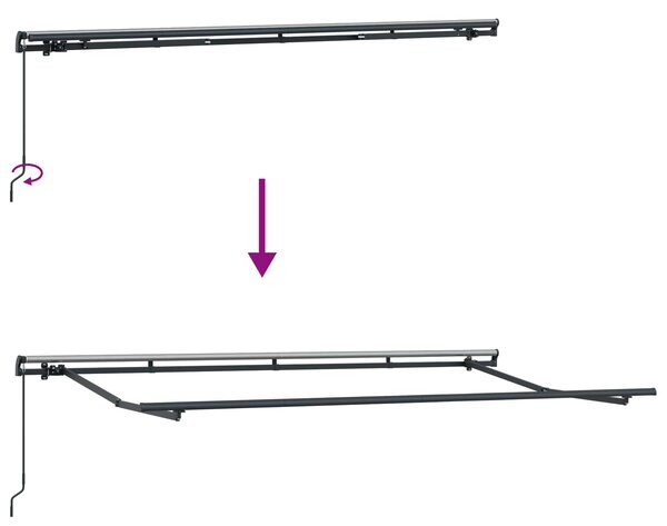 Skrovita tenda Antracit 350 x 200 cm tkanina - Antracit / 350 x 200 cm