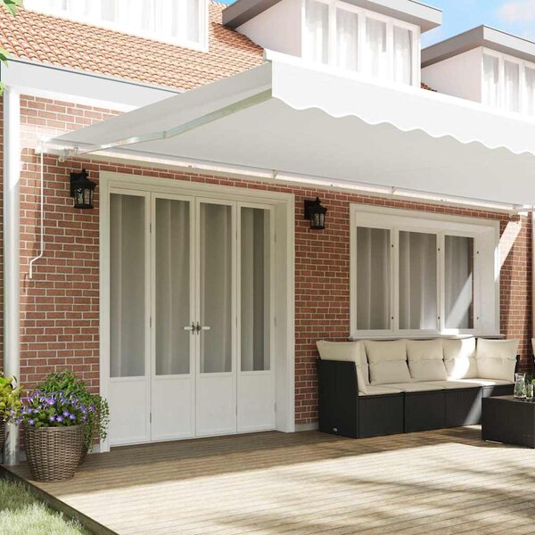 Skrovita tenda Bijelo 600 × 300 cm Poliester i aluminij - Bijela / 600 × 300 cm